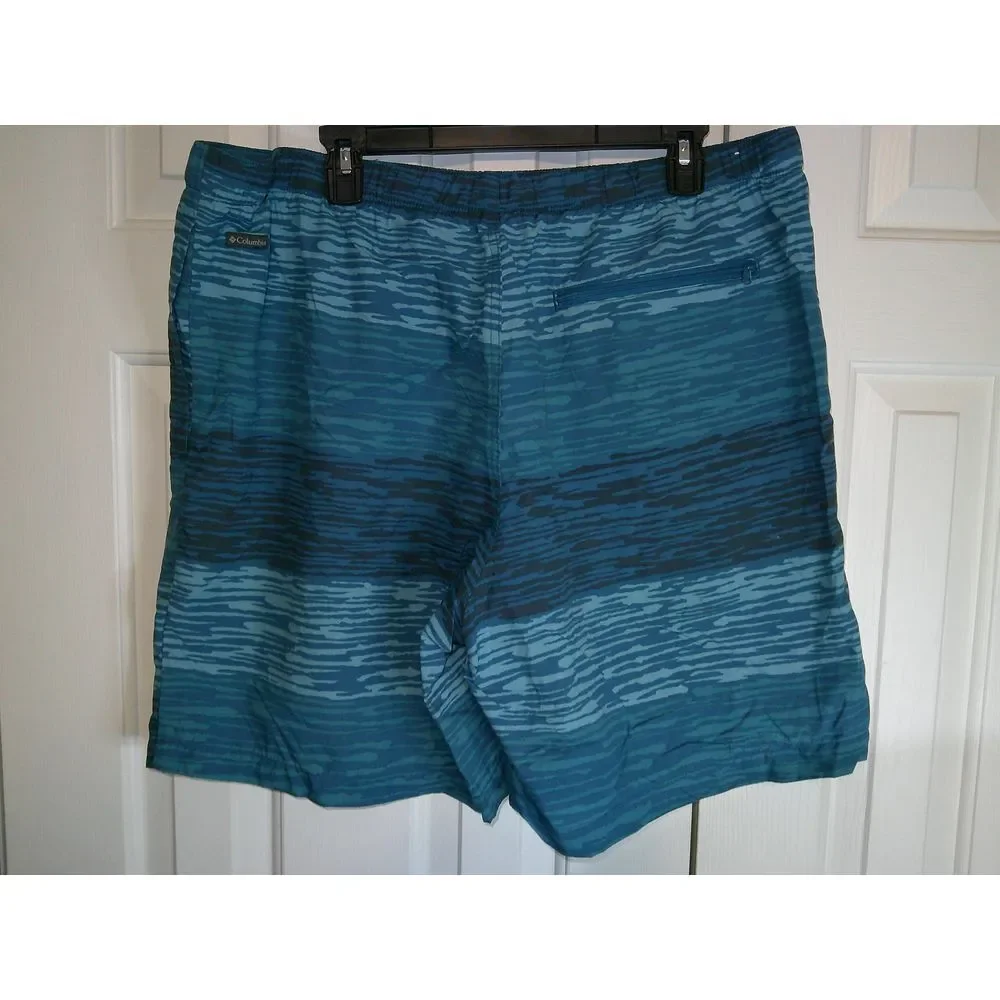 Columbia Men's Blue Wave Pattern Swim‎ Trunks Board Shorts Quick Dry Beach XL